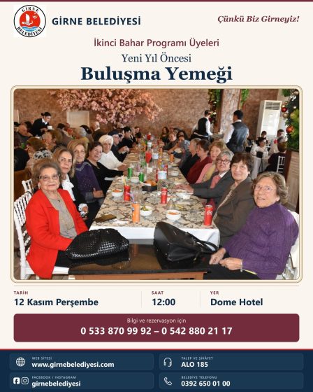 İkinci Bahar Programı üyeleri ‘Yeni Yıl öncesi Buluşma Yemeği’nde bir araya geliyor!